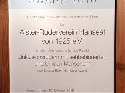 Urkunde für den Alster-Ruderverein Hanseat